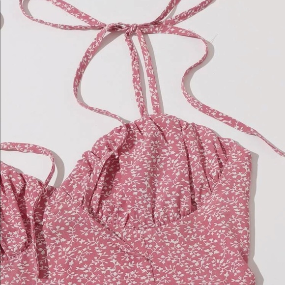 Floral summer dress with tie shoulder straps - Picture 5 of 5